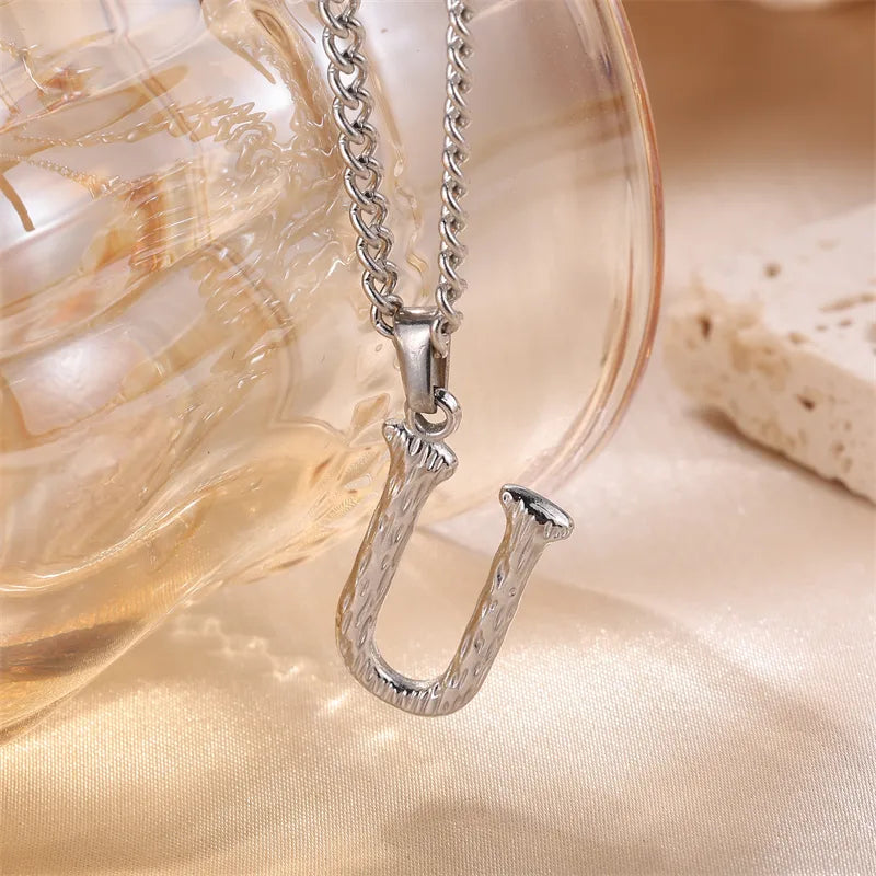 Wholesale Jewelry Sweet Simple Style Artistic Letter 201 Stainless Steel 304 Stainless Steel 18K Gold Plated Plating Pendant Necklace