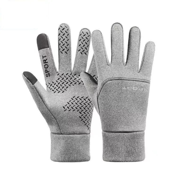 Gloves Men's Winter Touch Screen Warm Gloves Windproof Waterproof Cold-proof Fleece-lined Outdoor Sports Riding Gloves