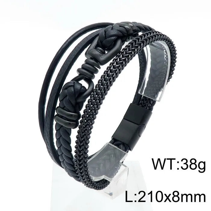 Vintage Style Punk Geometric Titanium Steel Plating 18K Gold Plated Men's Bracelets