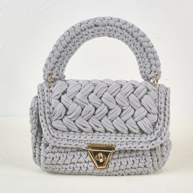 women's polyester color block elegant ethnic style square lock clasp handbag