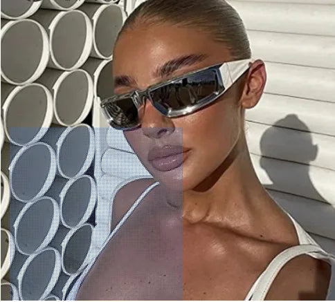 streetwear solid color ac square full frame women's sunglasses