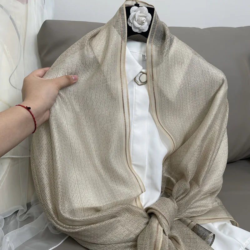 women's elegant solid color polyester silk scarf