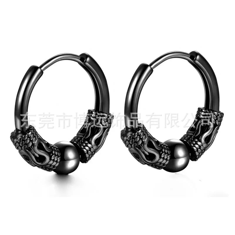 Retro Circle Earrings Korean Style Earrings Trendy  Earrings Distinctive Dragon Pattern Earrings Men's and Women's Fashion Earrings Aggressive Earrings