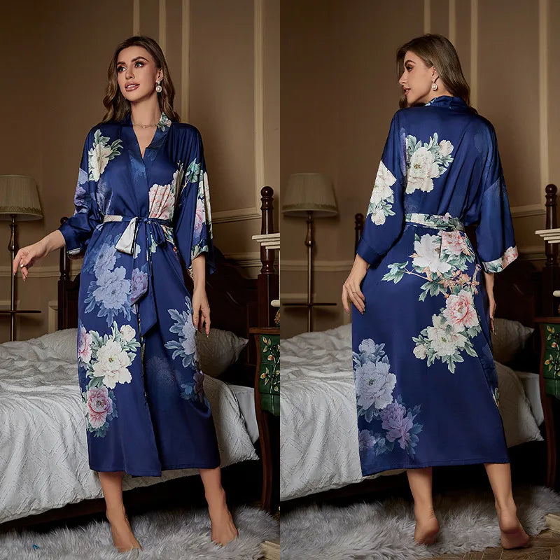 new satin chiffon ice silk light bathrobe multicolors