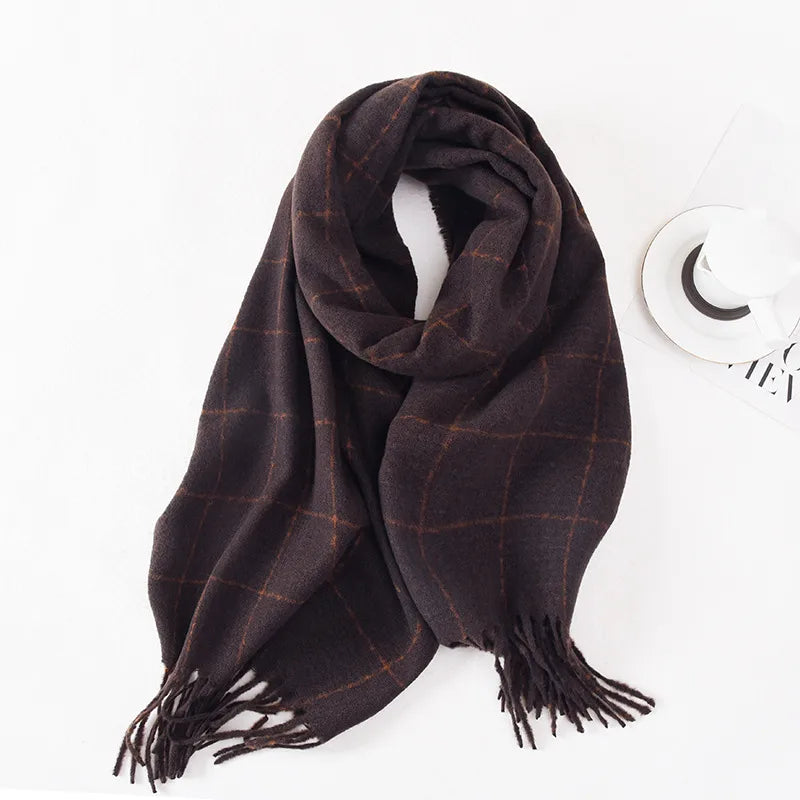 Women's Basic Plaid Imitation cashmere Polyester Scarf