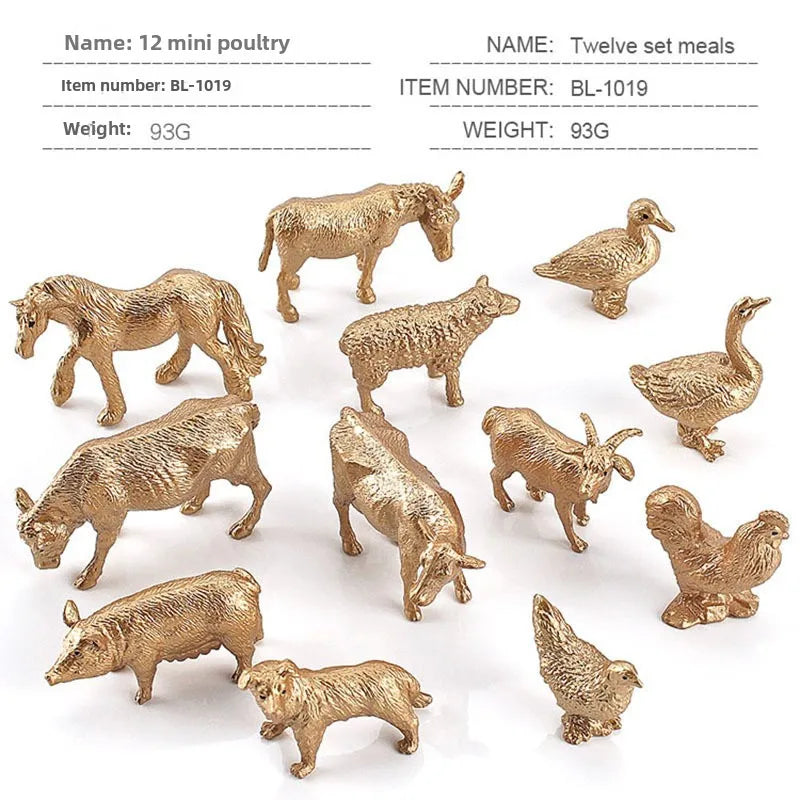 simulation mini farm poultry chicken duck goose cow gold small animal miniature model sand table ornaments wholesale