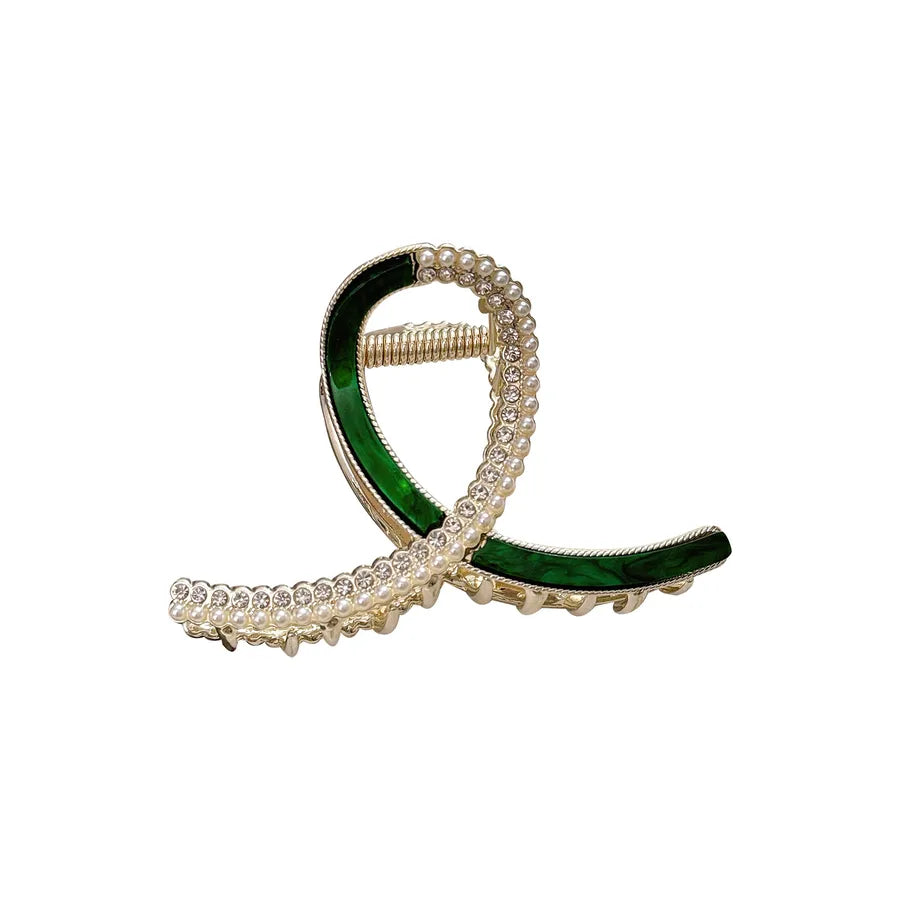 High-End Handmade Pearl Rhinestone Hair Clip New Style Jewelry Metal Shark Clamp Smooth Surface No Sharp Edges For Women