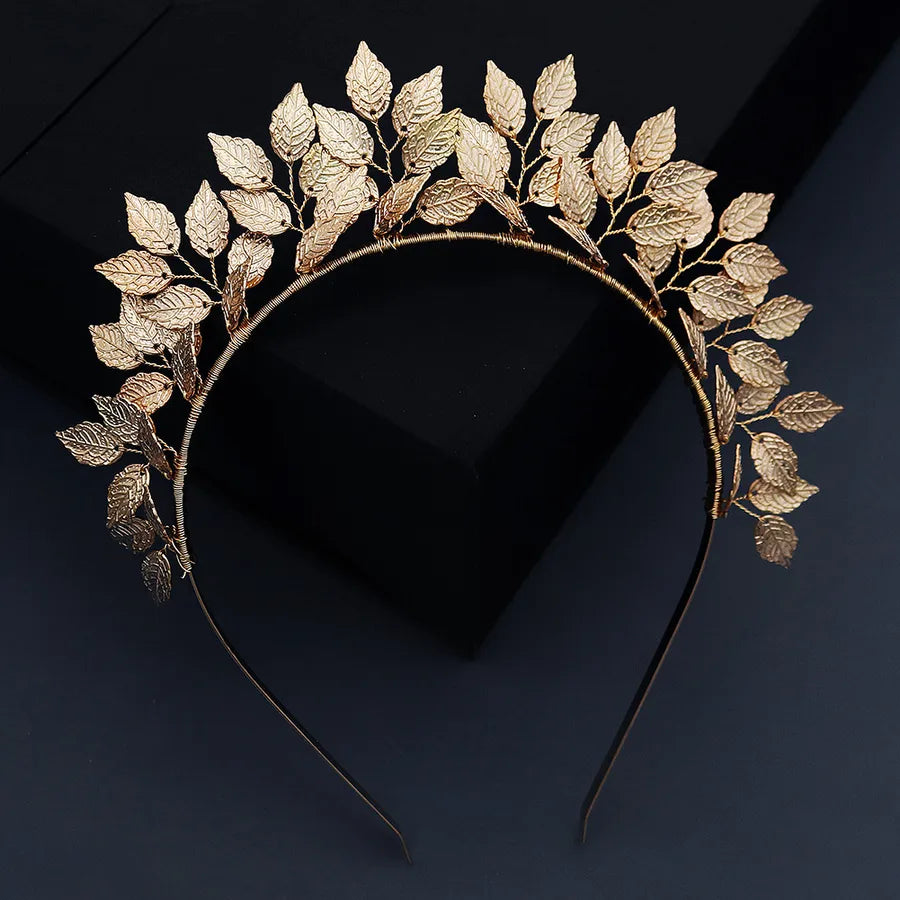 fashion crown handmade golden leaf bridal headband