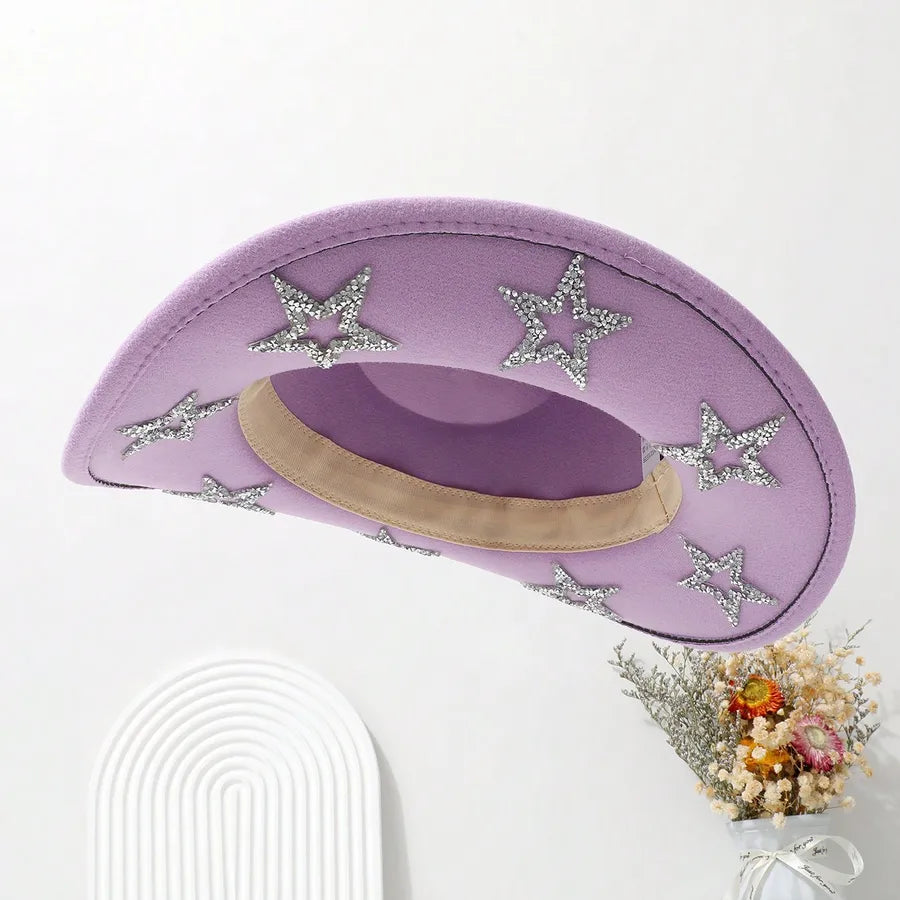 Women's Elegant Retro Star Big Eaves Fedora hat