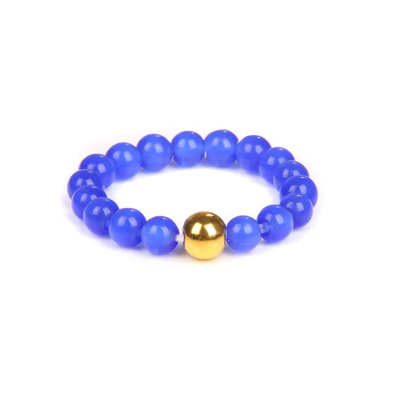 retro solid color natural stone beaded rings 1 piece