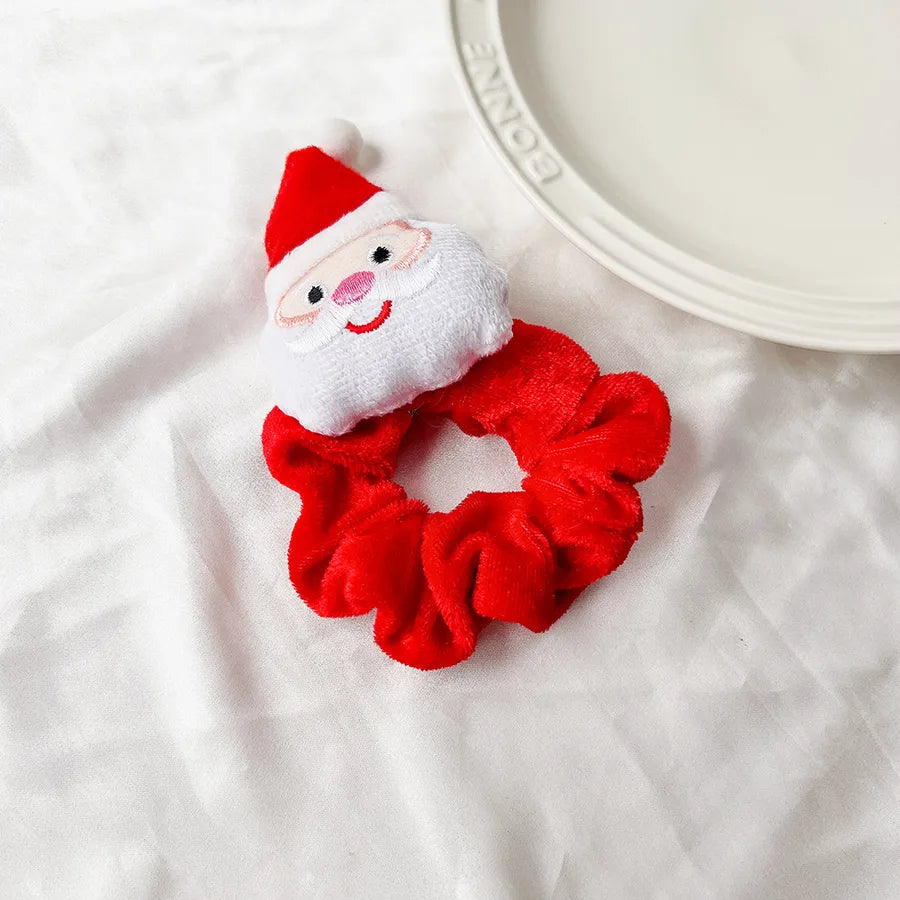 Christmas Cartoon Santa Claus And Deer Plush Elastic Fabric Hair Bands  Style Handmade Christmas Headwear