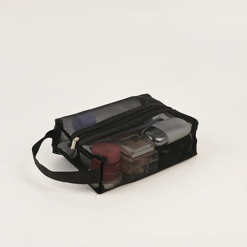 Travel Storage Three-piece Cosmetics Storage Bag Portable Travel Bag Mesh Storage Bag Folding Washable Coin Purse