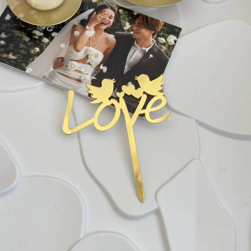 Valentine'S Day Elegant Lady Letter Heart Shape Arylic Holiday Banquet Daily Cake Decorating Supplies Party Supplies Cake Decorating Supplies 1 Piece