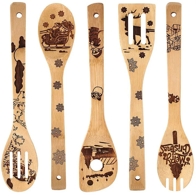 Simple Style Animal Letter Bamboo Shovel kit 5 Pieces Set