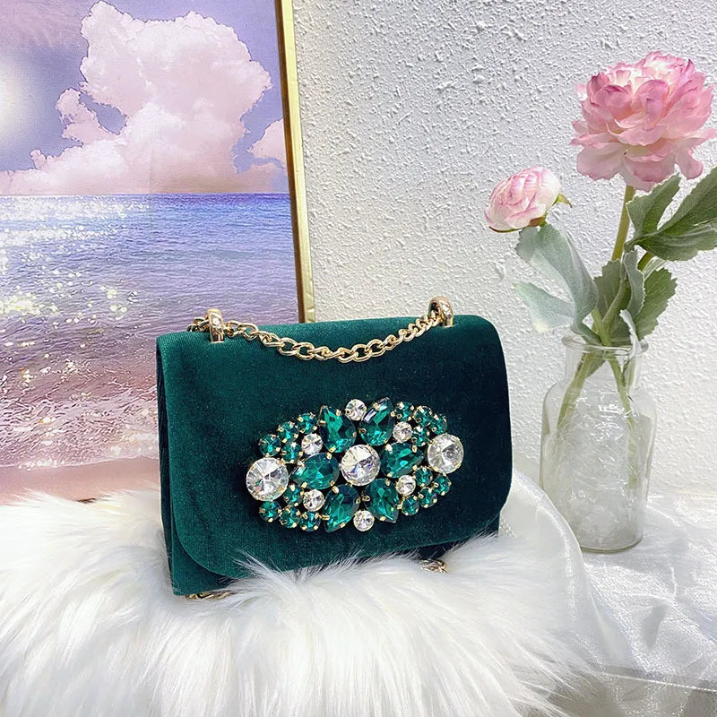 velvet Solid Color Square Evening Bags