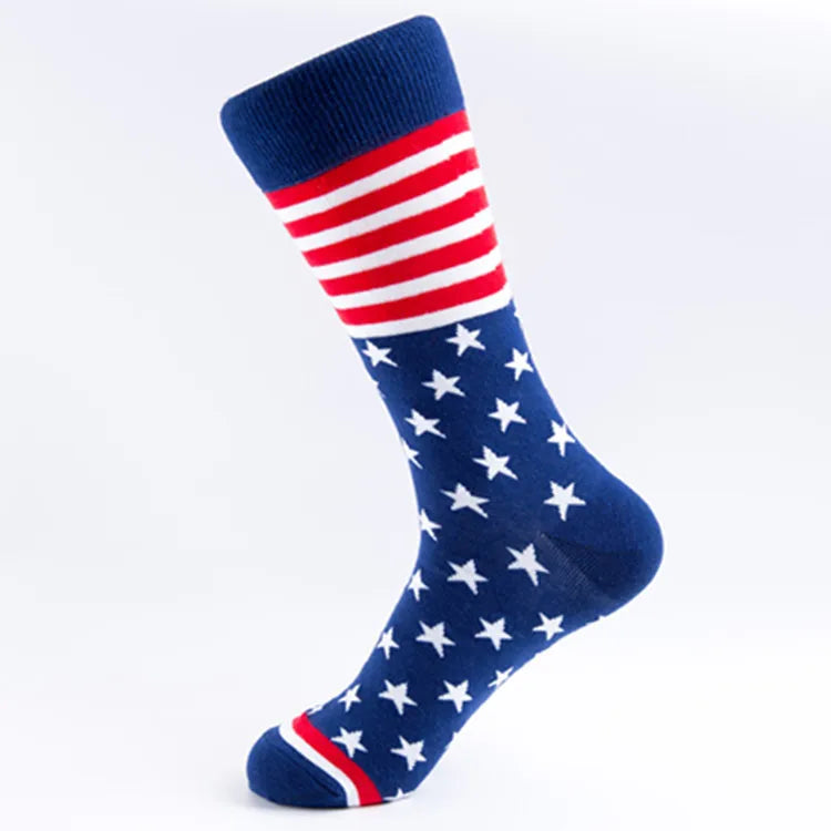 men's casual national flag stripe cotton jacquard ankle socks