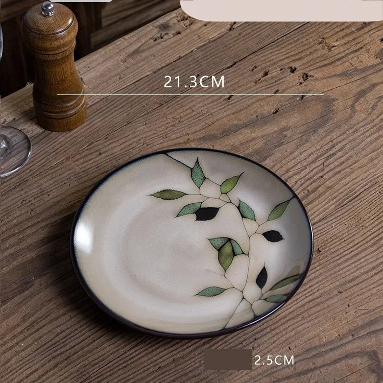 Retro Solid Color Flower ceramics Tableware 1 Piece