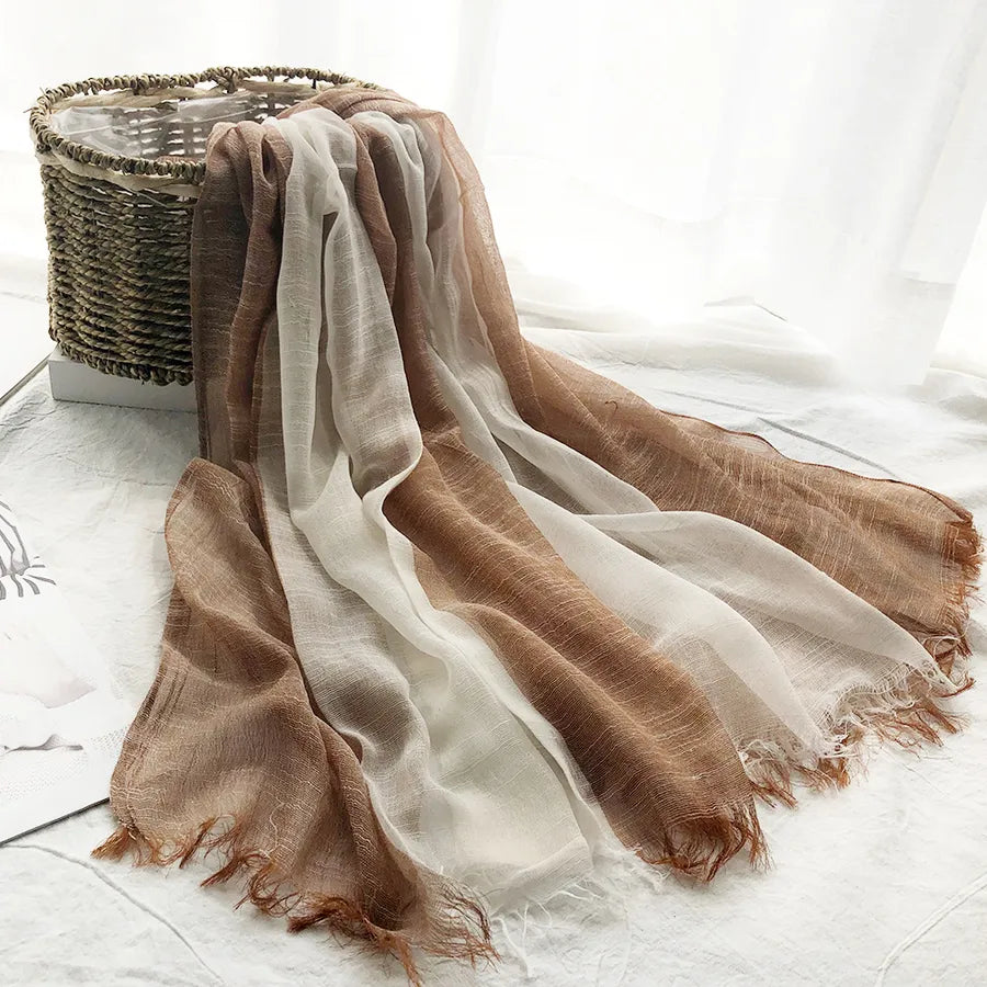 unisex sweet color block polyester long-staple cotton sewing cotton linen scarves