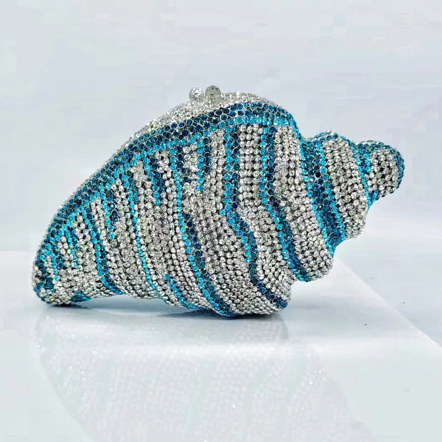 Metal Conch Rhinestone Evening Bags