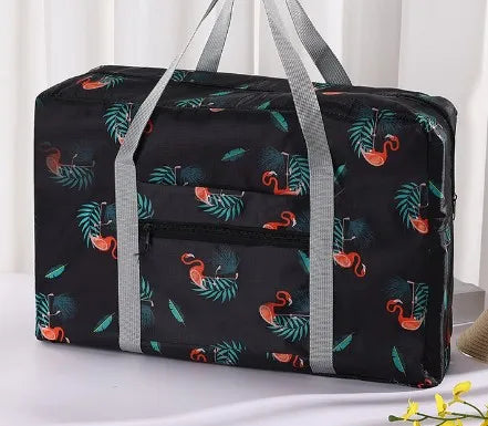 fashion flamingo solid color nylon travel bags