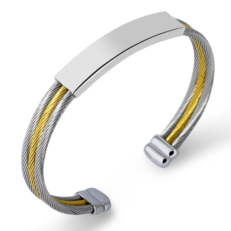 Commute Color Block Stainless Steel Plating Unisex Bangle