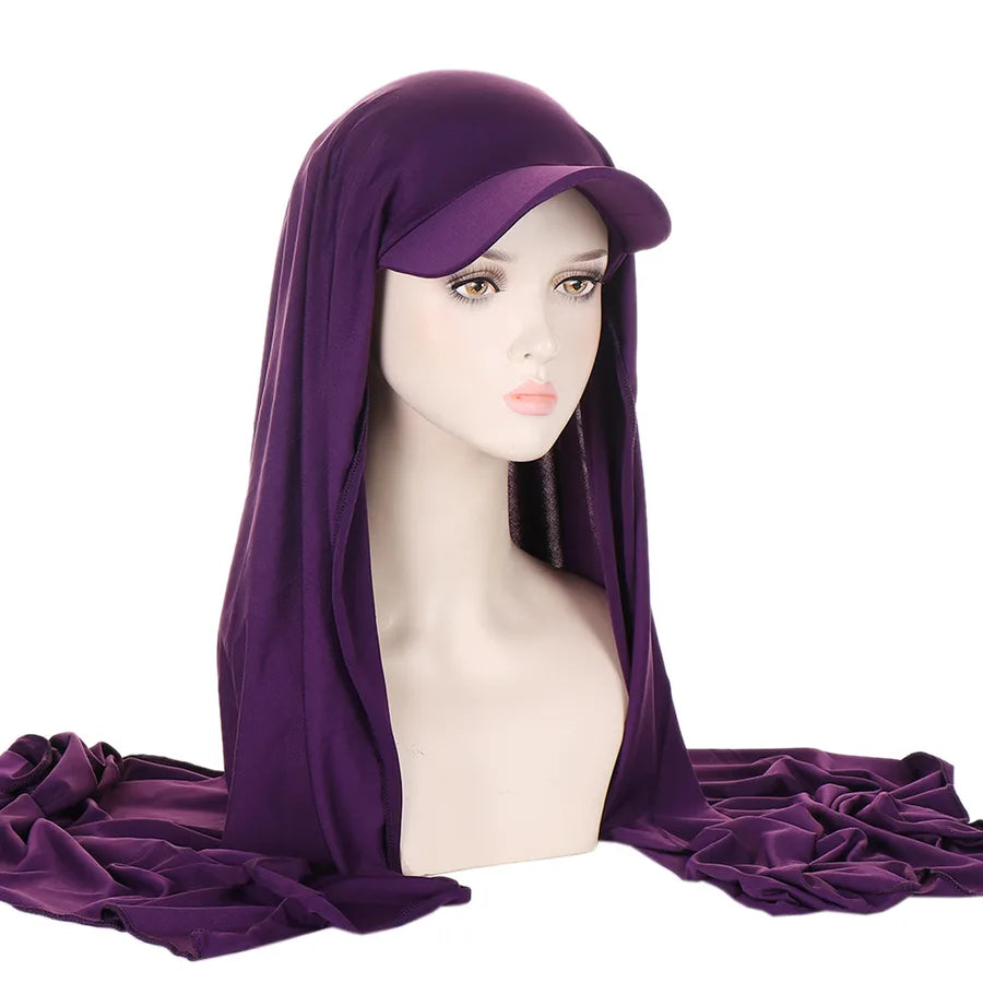 New Style Pure Color Women's Scarf Hat Middle East All-Match Overhead Muslim Headscarf Cap Spring Summer Autumn Winter