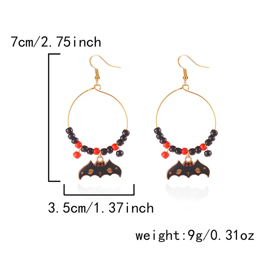 Cute Spooky Cat Ear Rings Halloween Party Ear Jewelry Design Women's Style Geometric Pattern Alloy Skull Pumpkin Earrings