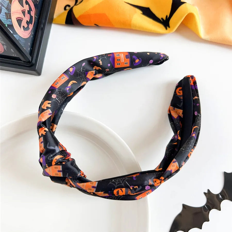 Halloween Skeleton Pumpkin Hairband New Style Funny High Top Knot Headband Atmosphere Feeling Hair Accessories Women's Headwear