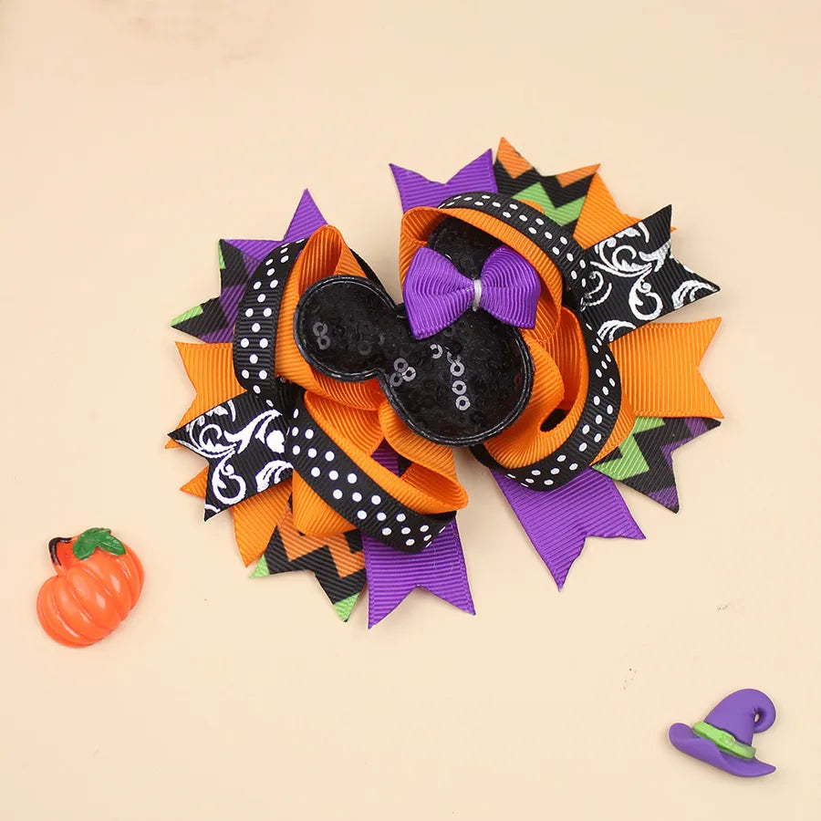 Halloween Pumpkin Skeleton Bat Hair Clip Cartoon Night Horror Movie Hair Accessories For Children
