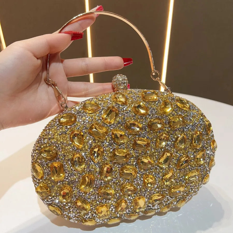 Fashionable Diamond Embedded Evening Bag Women's Clutch Shoulder Crossbody Bag Elegant Dinner Party Handbag Stylish Wallet
