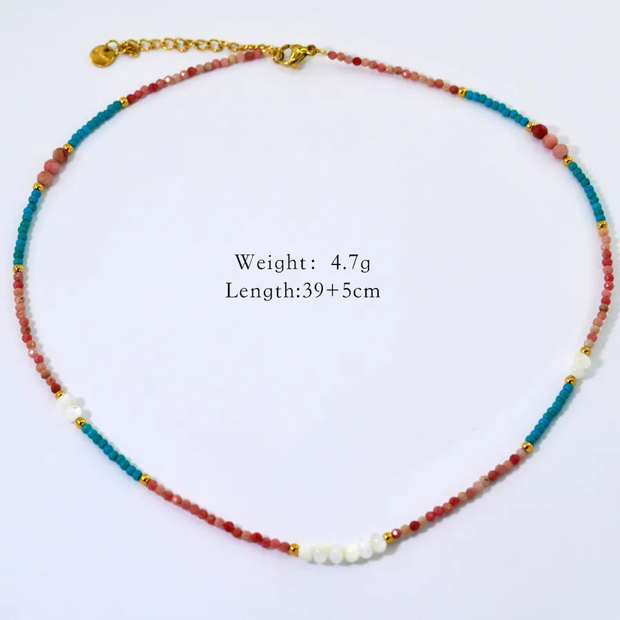 IG Style Simple Style Geometric natural stone Titanium Steel 18K Gold Plated Necklace In Bulk