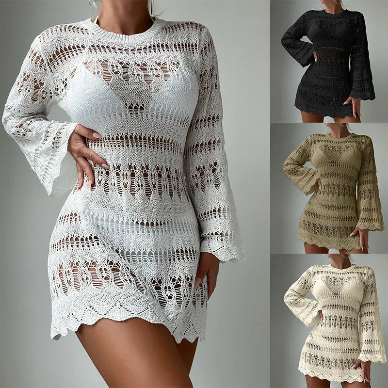 Women's Solid Color Elegant Beach Cover Ups