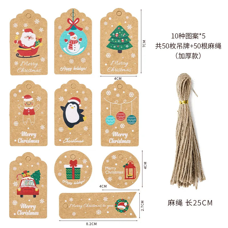 Christmas Fashion Christmas Tree Santa Claus Snowman Kraft Paper Party Hanging Ornaments