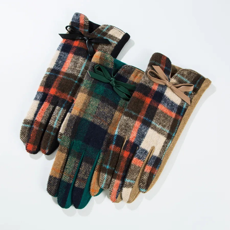 women's vintage style tartan cotton polyester gloves 1 pair