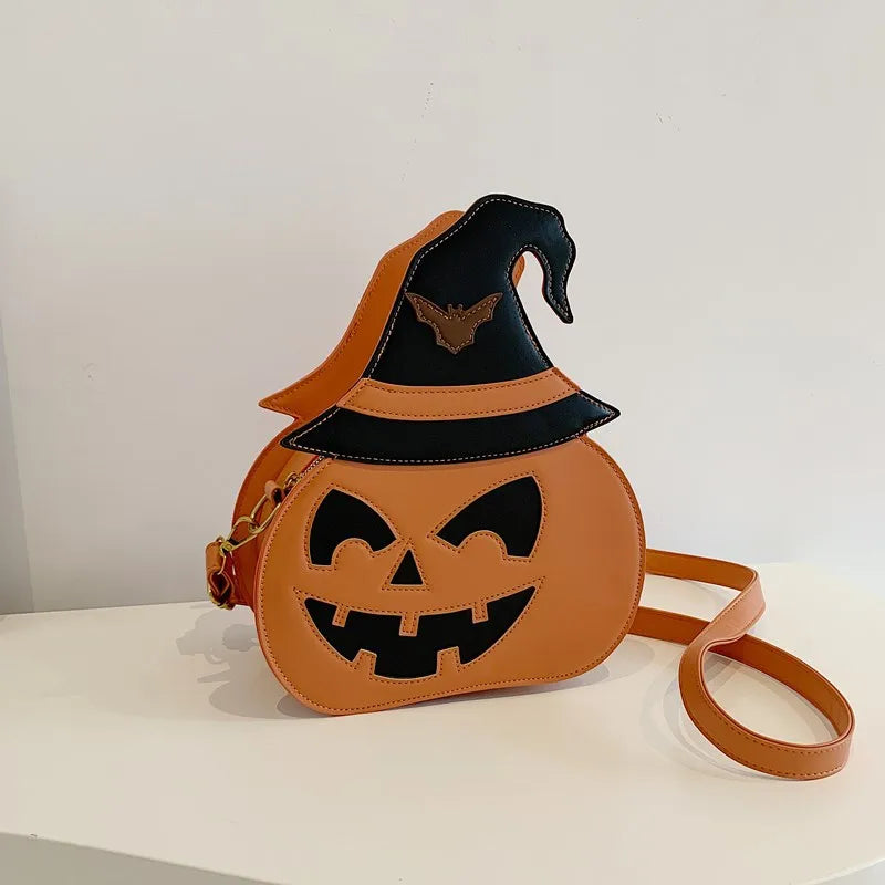Halloween Pumpkin Women's Crossbody Bag Shoulder Bag Personality Single Strap Handbag Polyester Inner Material PU Leather