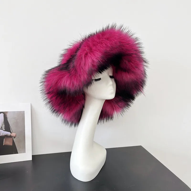 women's lady punk color block big eaves felt hat