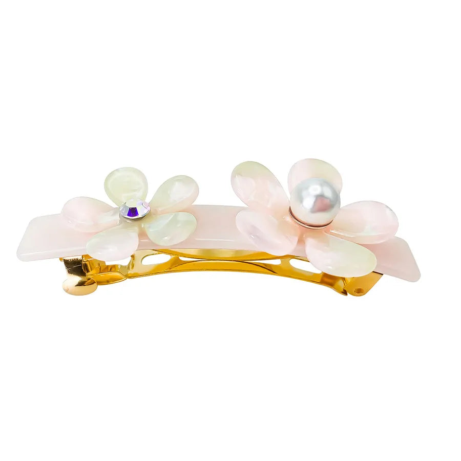 Elegant  Pearlescent Hair Clip Acetate Board Small Flower Duckbill Pearl Headwear Side Women's Hairpin