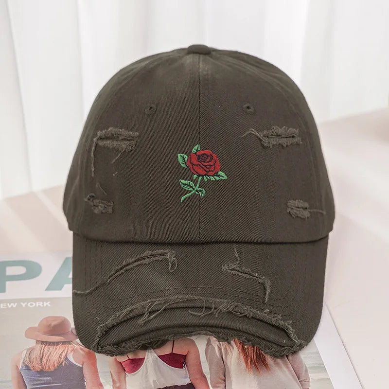 Unisex Streetwear Rose Curved Eaves Baseball Cap