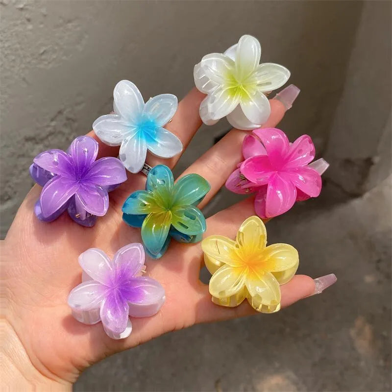 Plumeria Rubra Summer Sunflower Small Jaw Clip Female Cute Mori Style Broken Hair Bangs Side Hairpin Headdress Ins