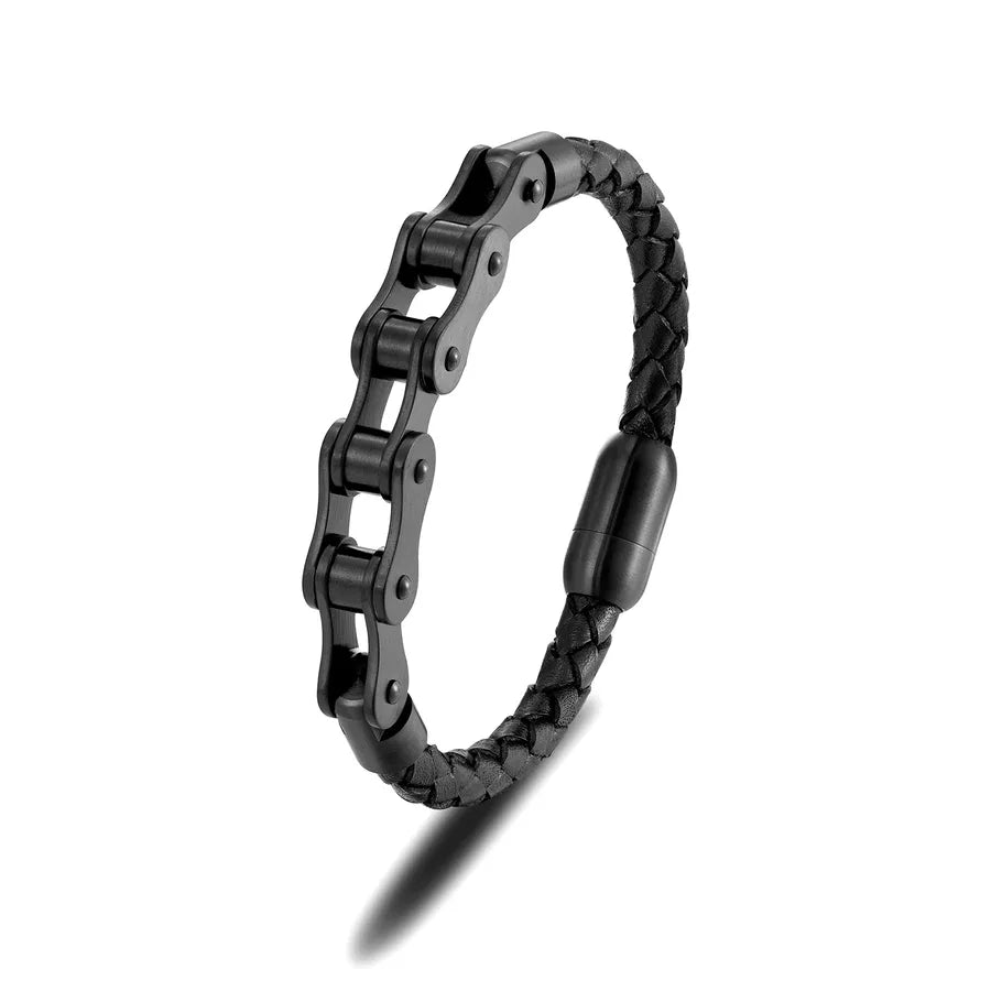 Retro Punk Geometric 316L Stainless Steel  Leather Plating Men's Bracelets Men Cord & Leather Bracelets