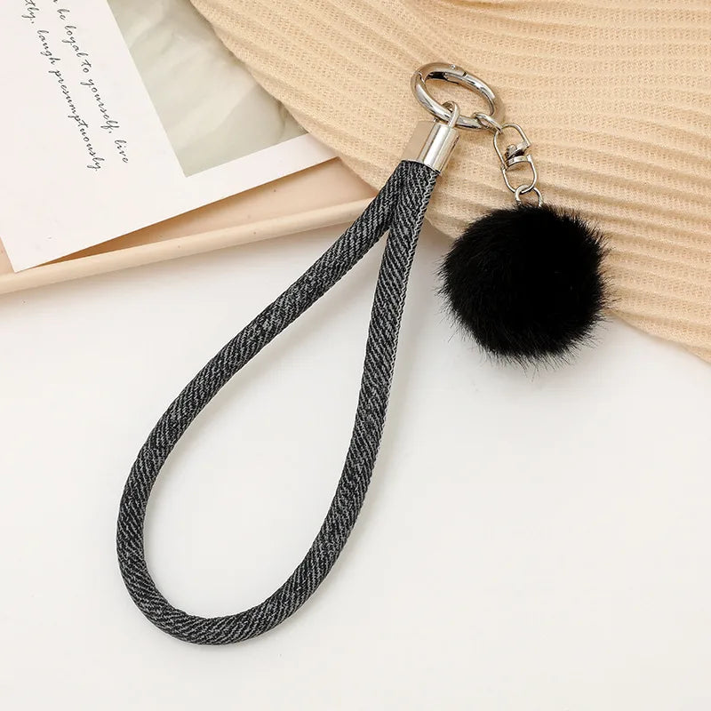 Basic Solid Color Plush Keychain
