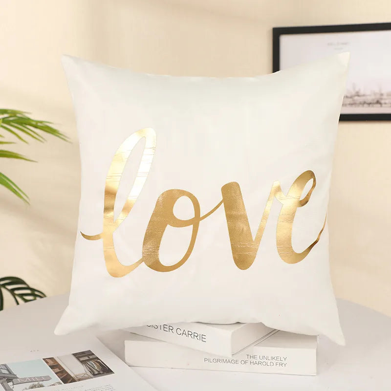 classical letter short plush pillow cases