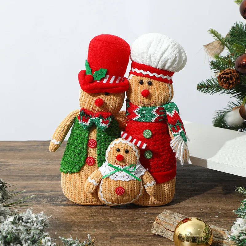 Christmas Decorations Gingerbread Man Stretching Dwarf Figure With Light Biscuit Man Doll Pendant Cartoon European Countryside Style Polyester