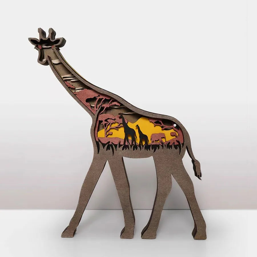 Retro Classic Style Animal Wood Boxwood Storage Rack Artificial Decorations