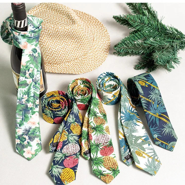 Casual Ditsy Floral Plant Cotton Men's Tie