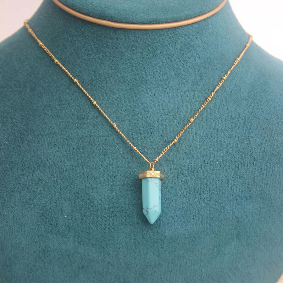 Simple Style Geometric natural stone Titanium Steel Pendant Necklace In Bulk