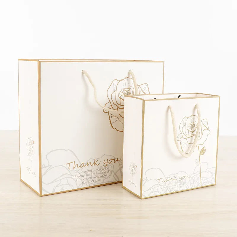 gold flower gold edge printing card kraft paper bag gift clothing packaging bag