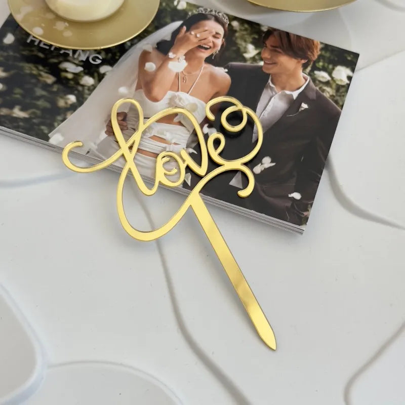 Valentine'S Day Elegant Lady Letter Heart Shape Arylic Holiday Banquet Daily Cake Decorating Supplies Party Supplies Cake Decorating Supplies 1 Piece