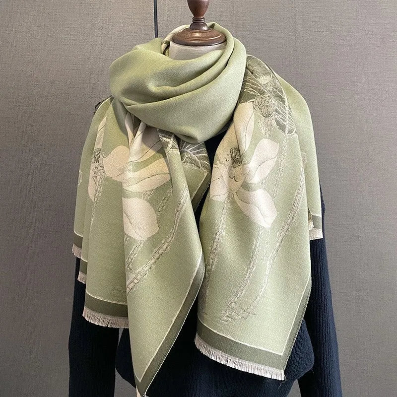 Unisex Basic Color Block Flower Acrylic Scarf