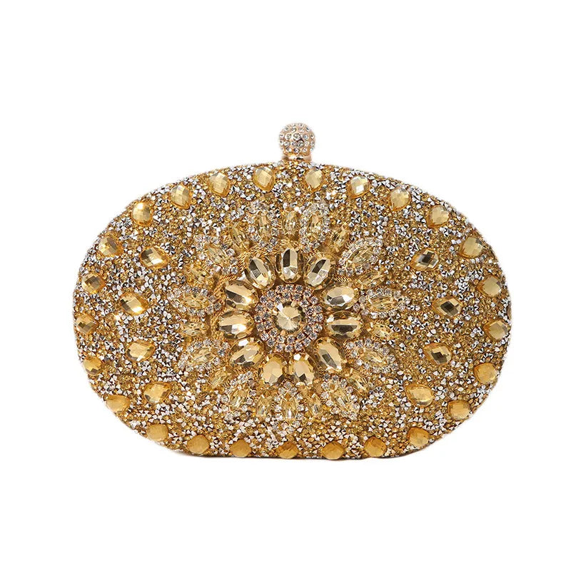 silver black rose red pu leather floral oval evening bags